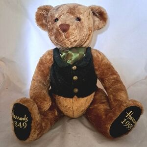 Harrods 1999 Teddy Bear with Green Plaid Bow